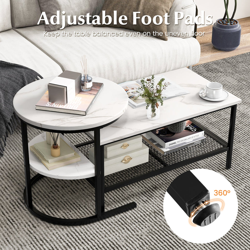 Set of 2 Nesting Coffee Tables with Marble Tops