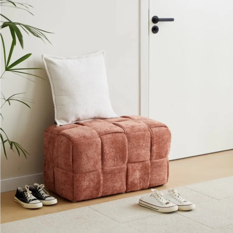 Chenille Mesh Upholstered Bench - Modern Accent Stool