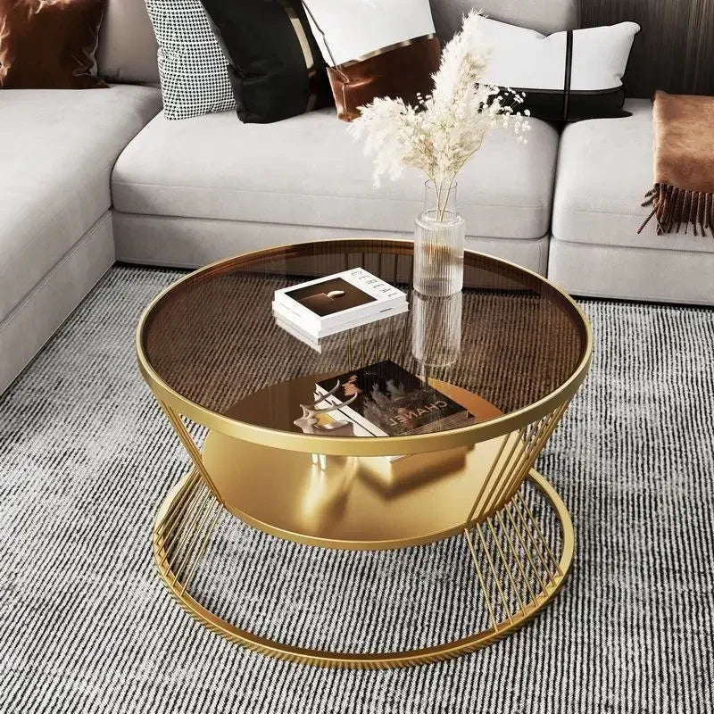 Round Glass Side Table - Modern Minimalist Accent Table