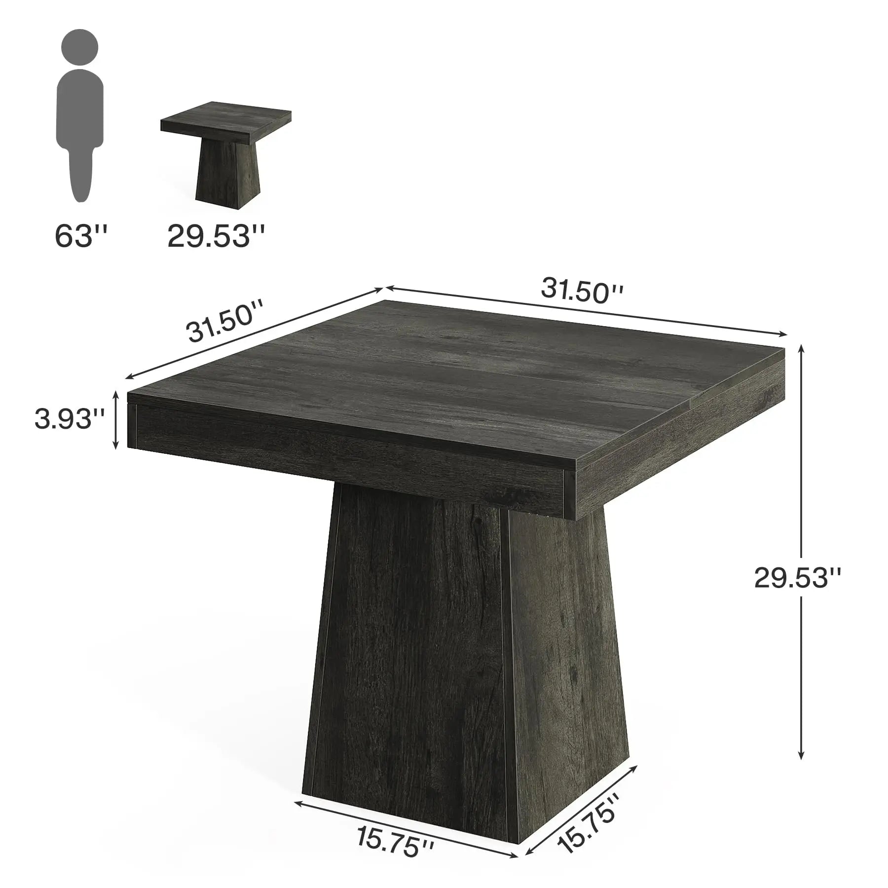 31.5" Square Dining Table with Pedestal Base