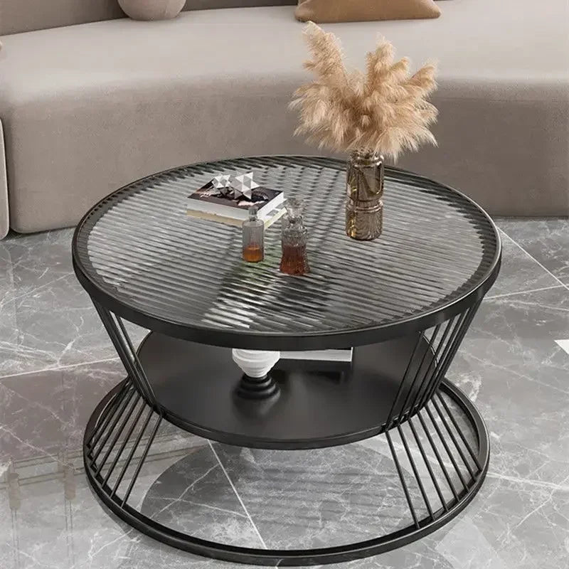 Round Glass Side Table - Modern Minimalist Accent Table