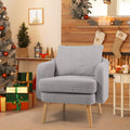 Grey Sherpa Accent Chair with Cushion