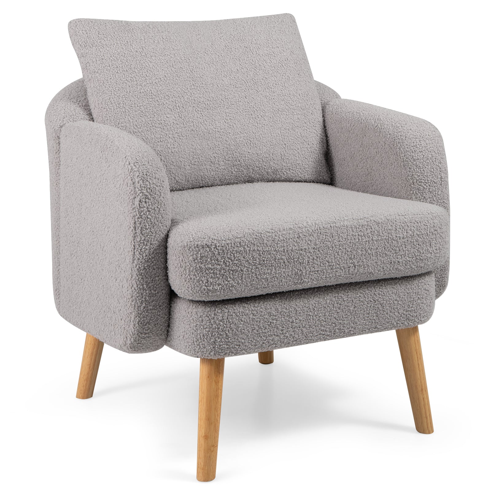 Grey Sherpa Accent Chair with Cushion