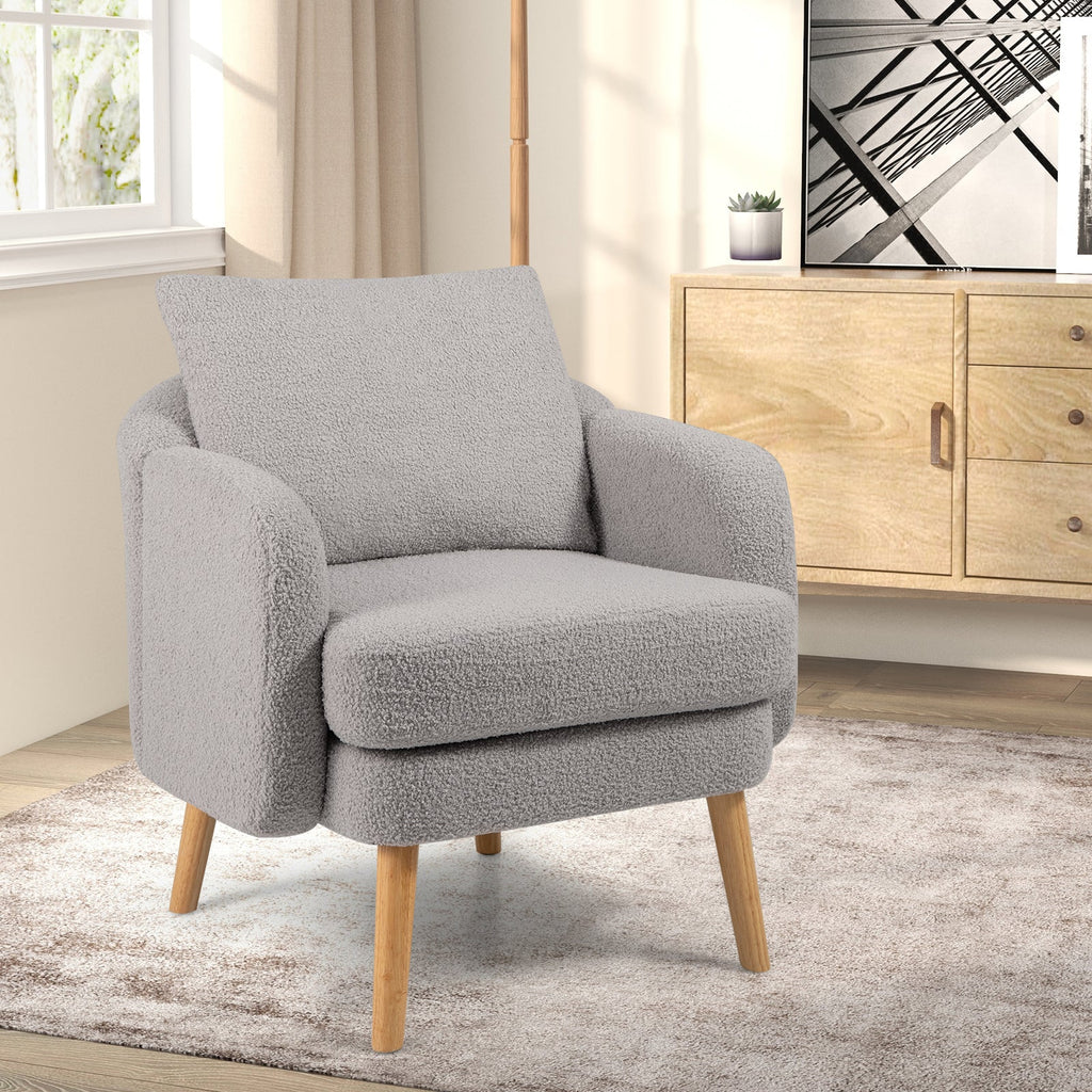 Grey Sherpa Accent Chair with Cushion