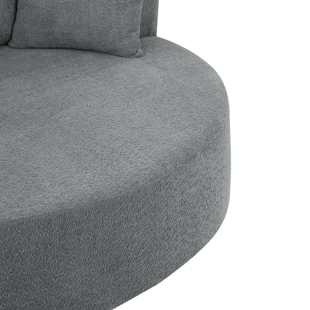 Swivel Barrel Chair - Grey Chenille with Removable Pillows