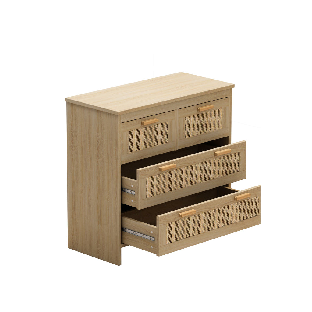 4-Drawer Rattan Storage Cabinet