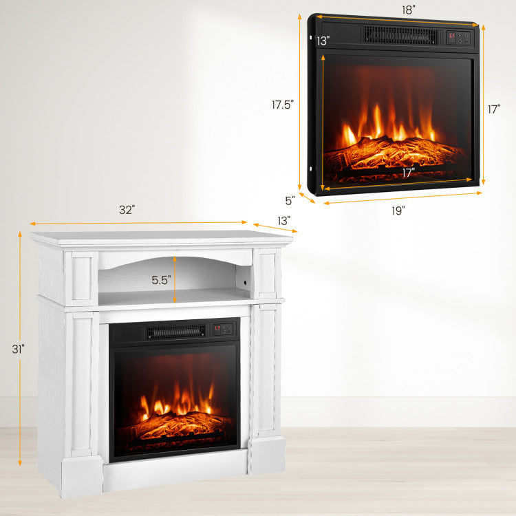 TV Stand with Electric Fireplace - 18" Media Console
