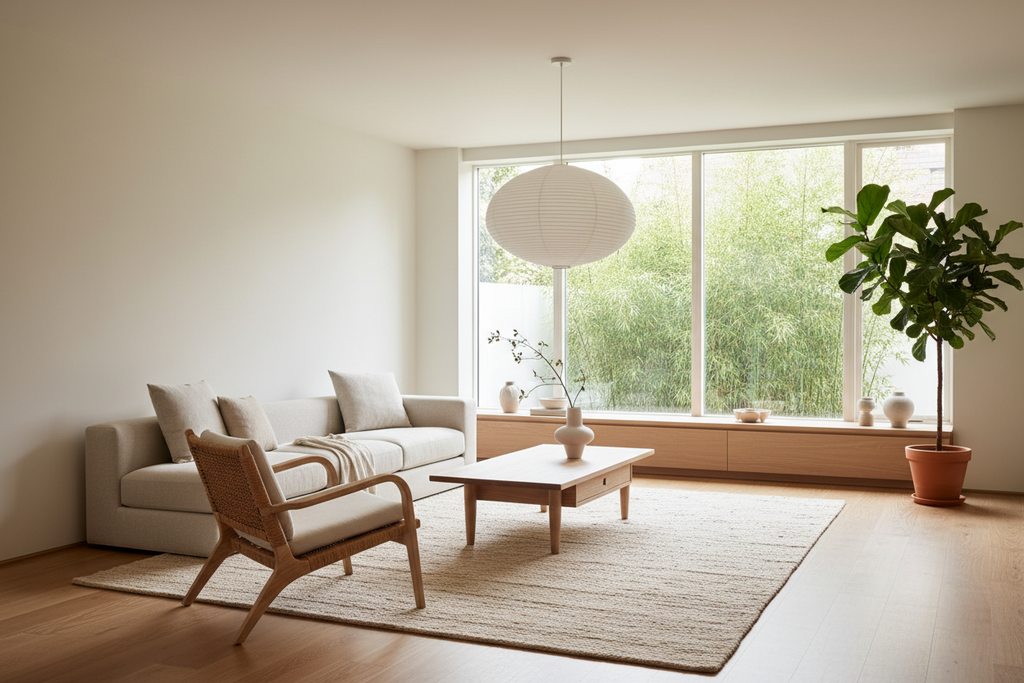 Modern Japandi living room hero image