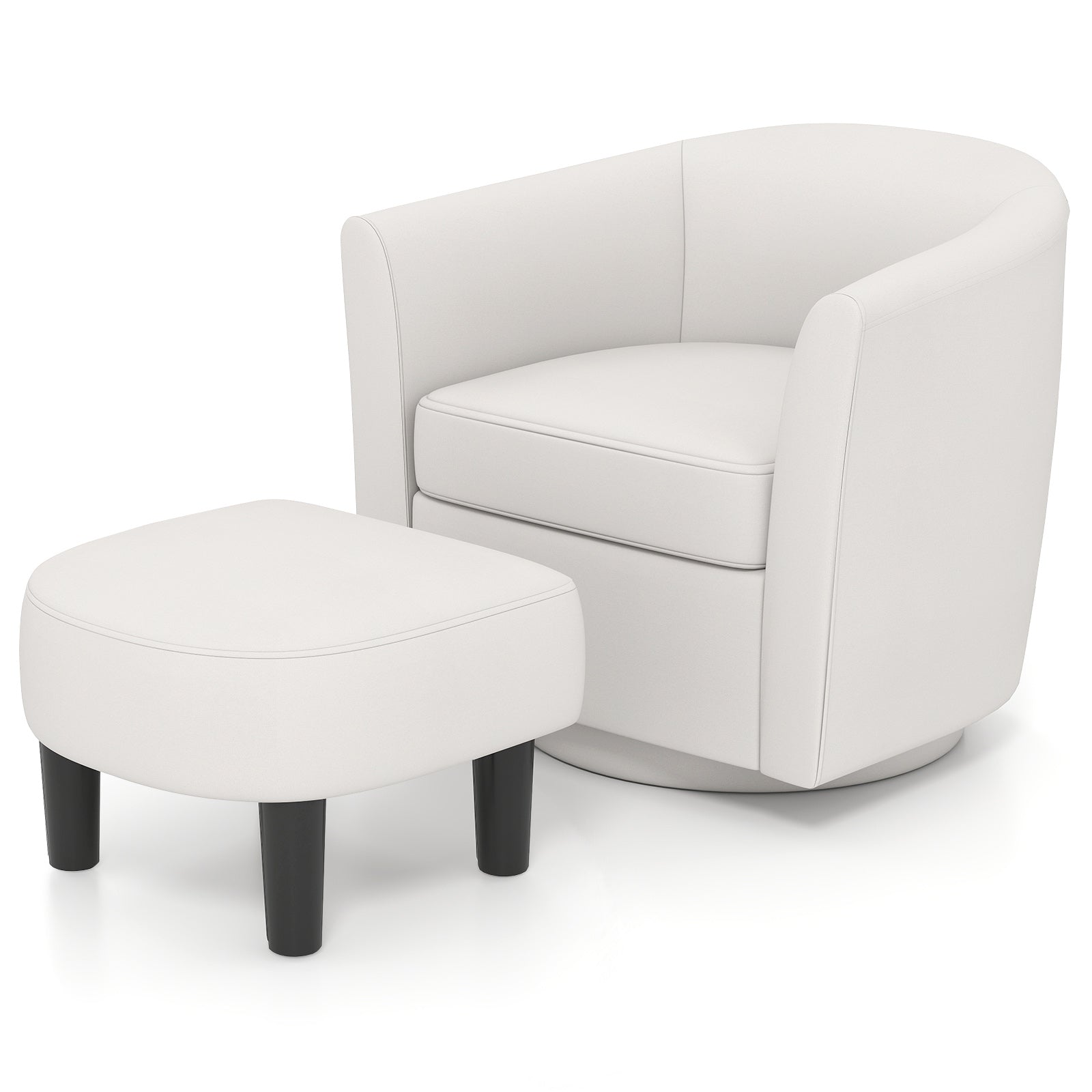 Club Swivel Accent Chair with Ottoman - Beige