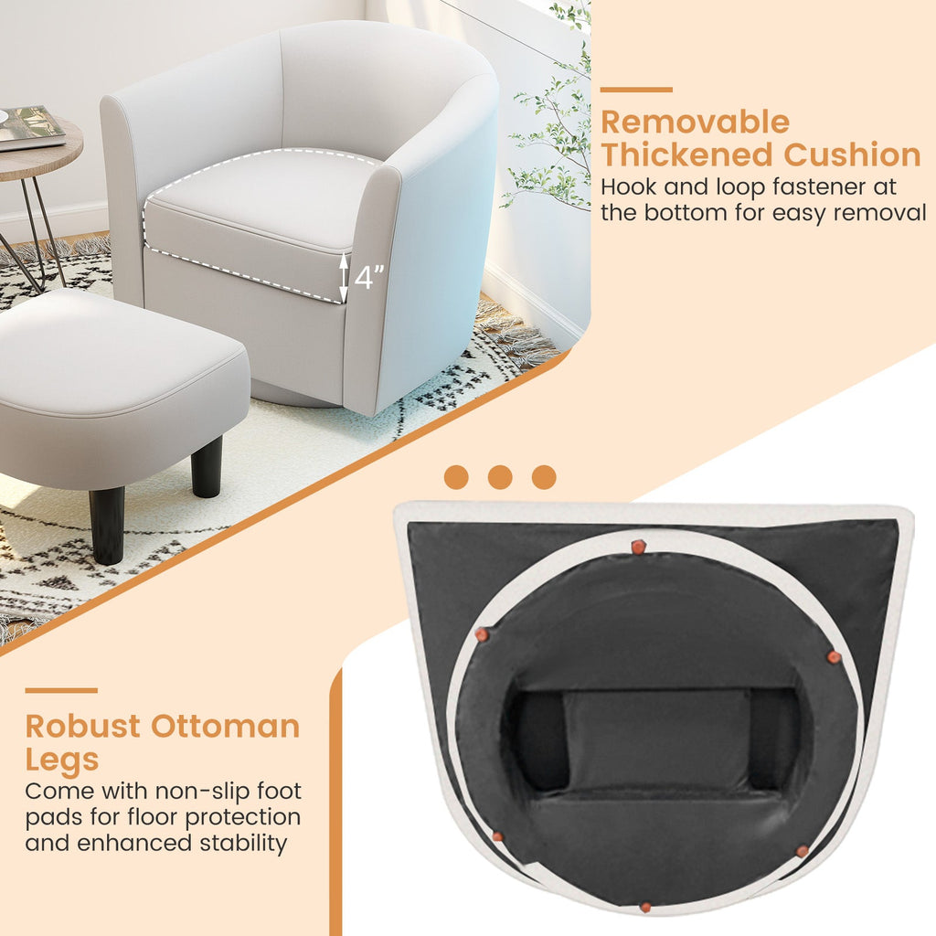 Club Swivel Accent Chair with Ottoman - Beige