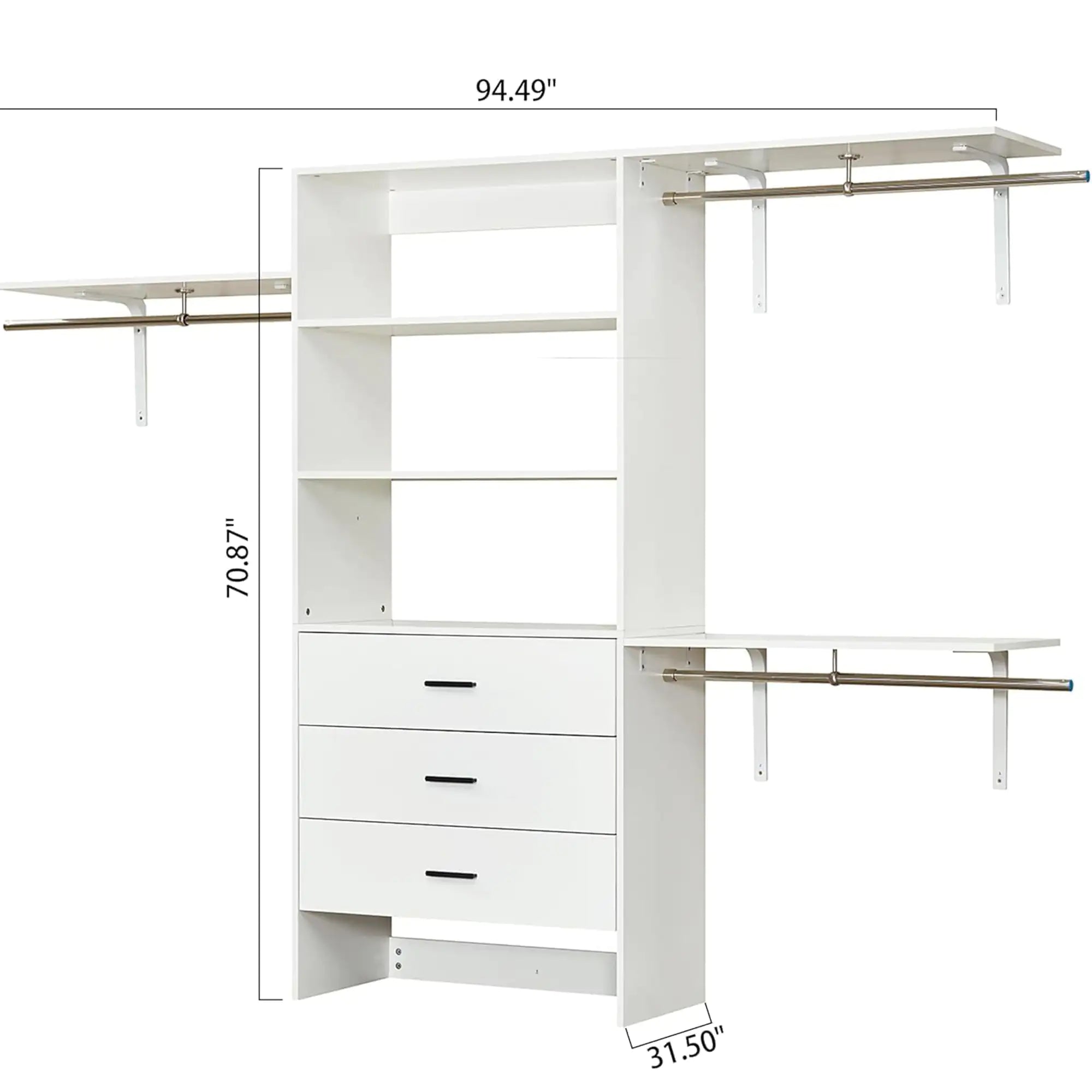 Wall-Mounted Closet Organizer System - Complete Wardrobe Solution