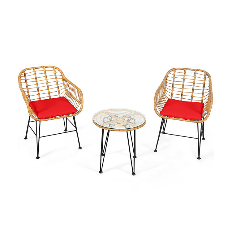 3-Piece Rattan Patio Set with Cushioned Seating