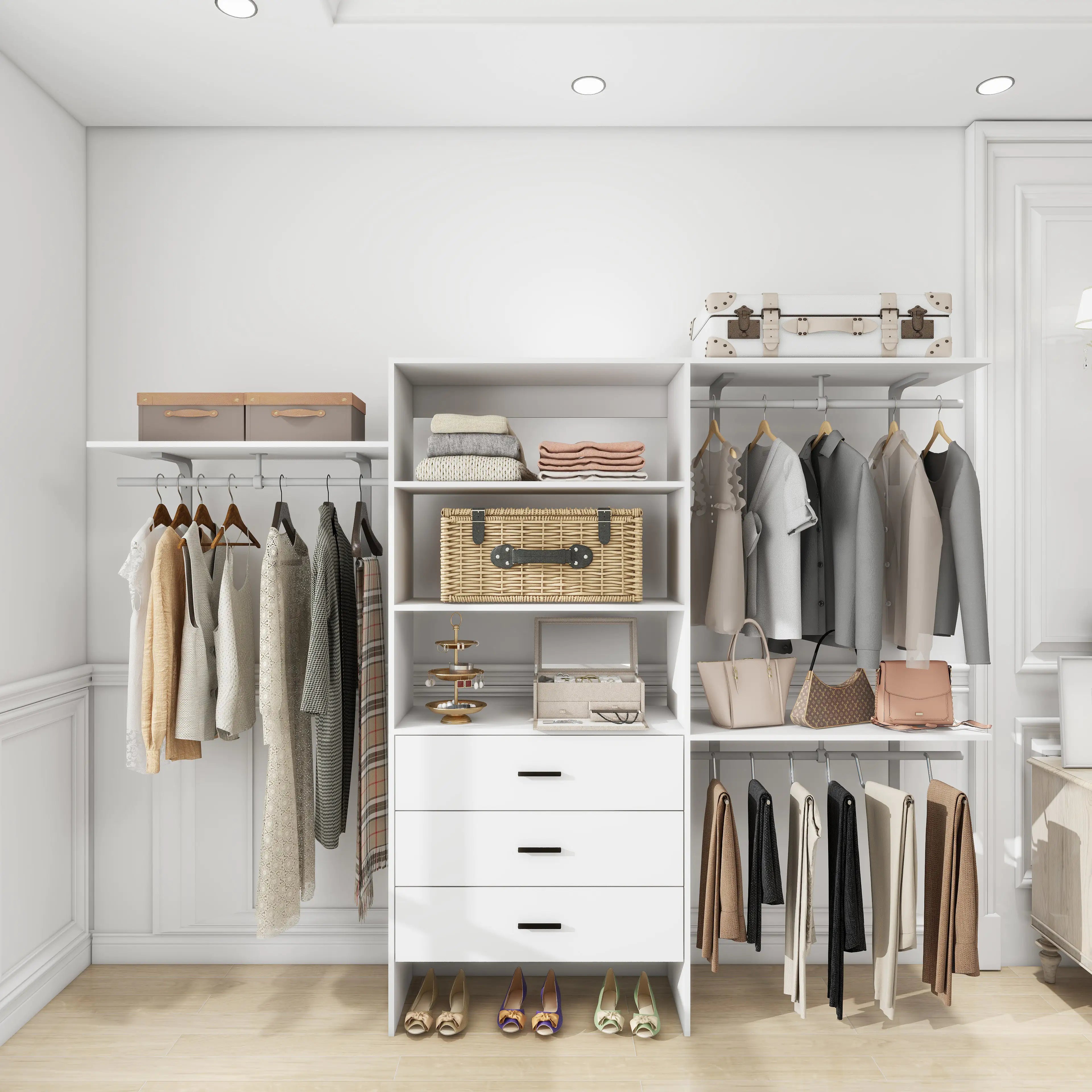 Wall-Mounted Closet Organizer System - Complete Wardrobe Solution