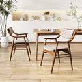 Wooden Dining Chairs Set of 2 with Padded Seats - Walnut