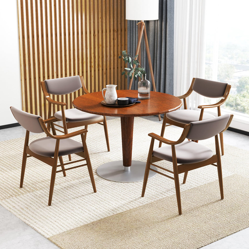 Wooden Dining Chairs Set of 2 with Padded Seats - Walnut