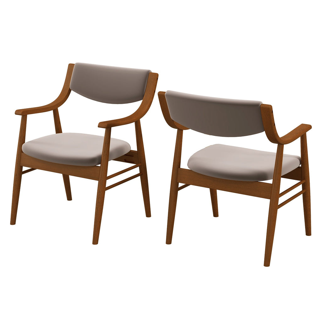 Wooden Dining Chairs Set of 2 with Padded Seats - Walnut