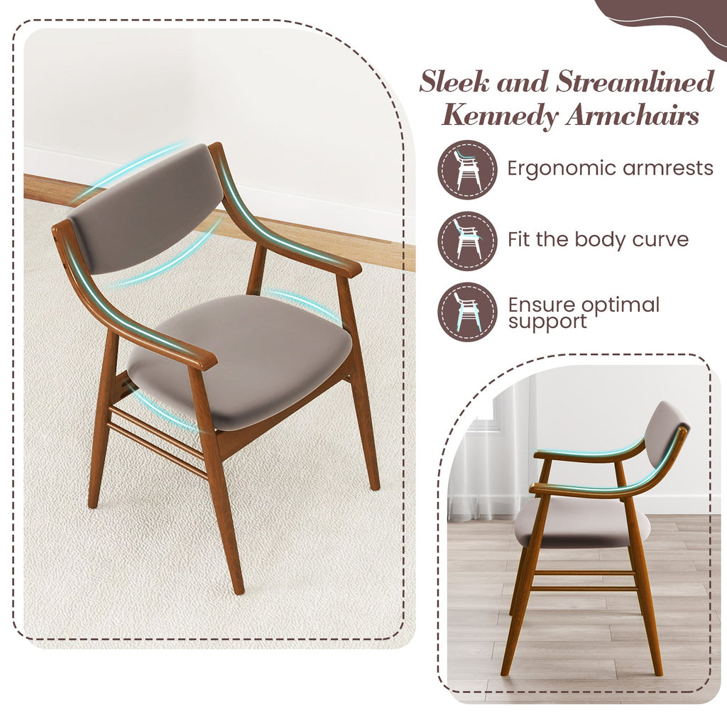 Wooden Dining Chairs Set of 2 with Padded Seats - Walnut