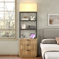 Vektaya US-NS002 Nightstand Set of 2 with Charging Station, 3 Drawers